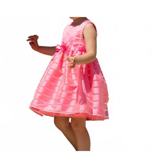 NEW PATACHOU satin and organza woven dress in pink fuchsia